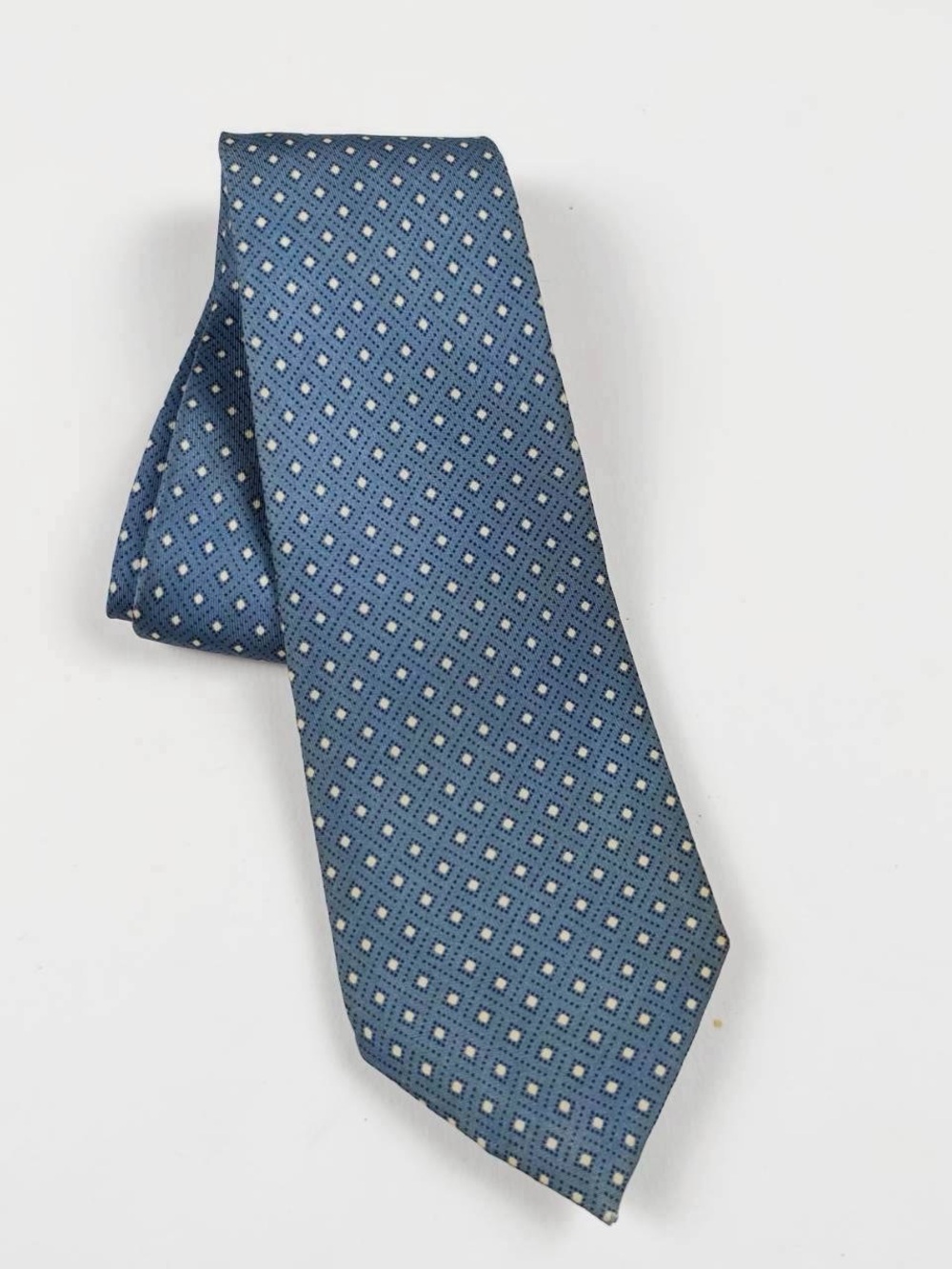 Yves Saint Laurent Light Blue Geometric Silk Tie